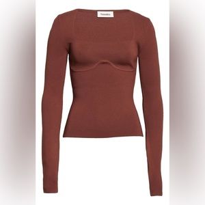 Nanushka Mio Corset Long Sleeve Top Mahogany